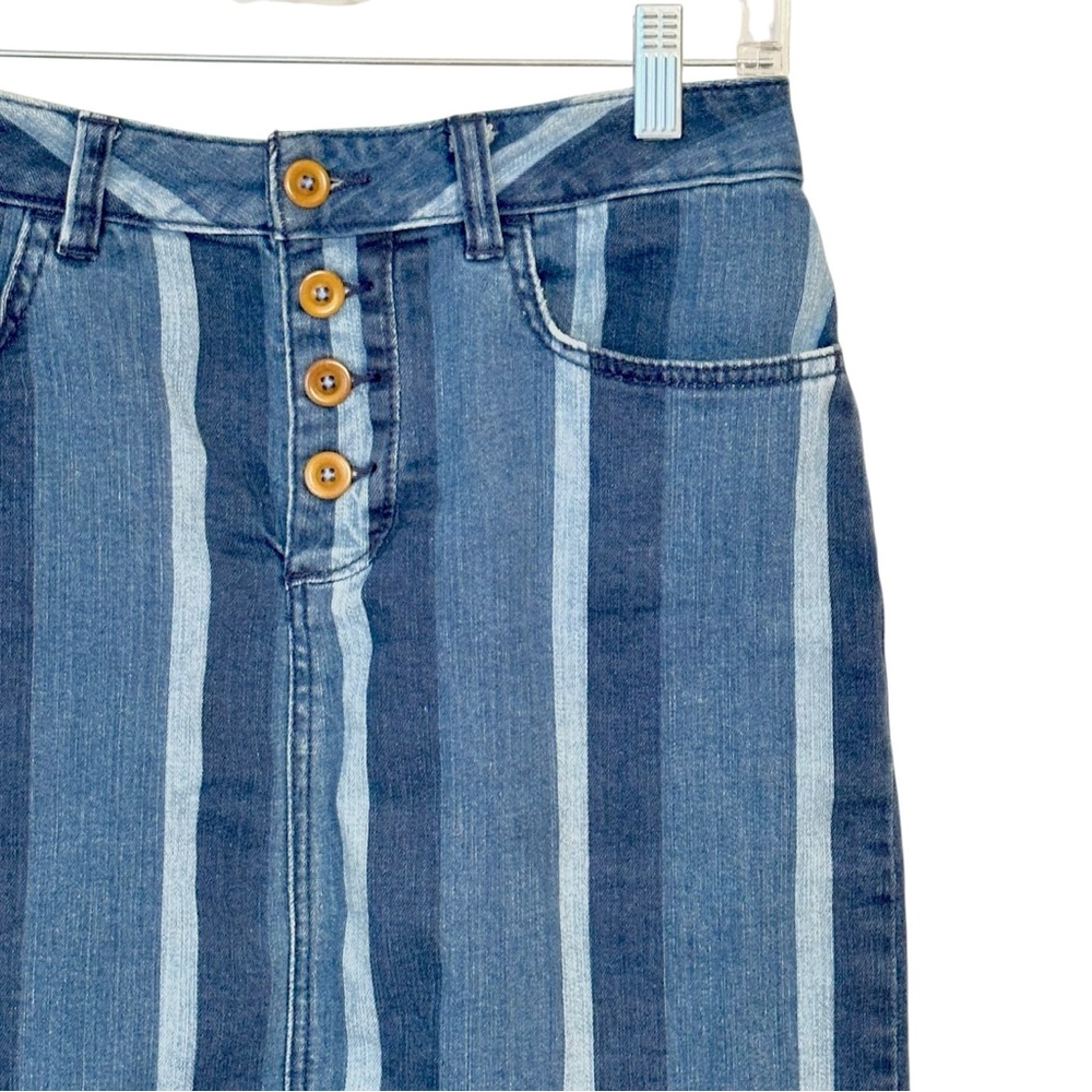 Maeve Anthropologie Striped Denim Skirt 4 - Picture 4 of 9